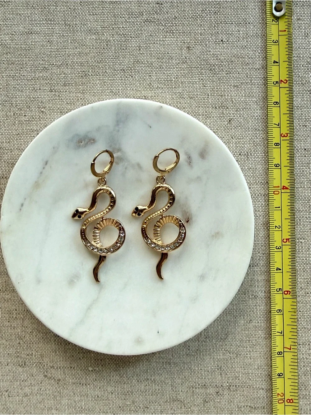 Gold Snake Hoop Earrings with Crystal Accents | Statement Earrings